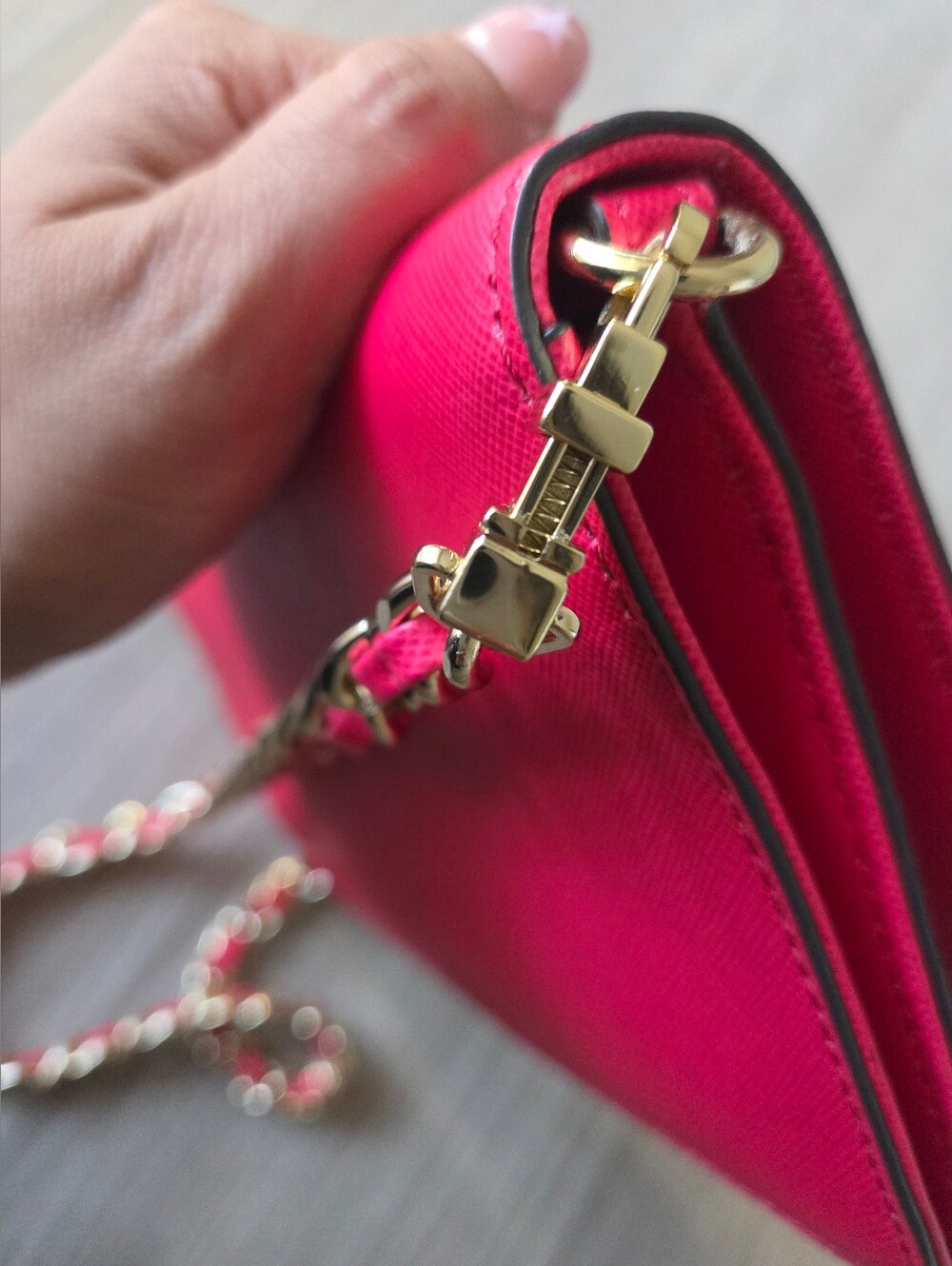 Tory Burch Crossbody Clutch Bag Gold Chain (Hot Pink) - Picture 10 of 10